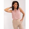 Ružová elegantná blúzka s riasením bez rukávov