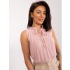 Ružová elegantná blúzka s riasením bez rukávov