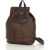 MARCO MAZZINI Pletený kožený batoh - tmavohnedá