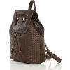 MARCO MAZZINI Pletený kožený batoh - tmavohnedá