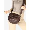 MARCO MAZZINI Kožená pletená crossbody - tmavohnedá (Veľkosť ONE SIZE)