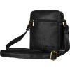Peterson Čierna kožená pánska messenger taška