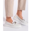 Biele dierované dámske mokasíny