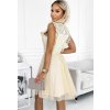 Béžové šaty s čipkou a zlatým pásikom NATALIA