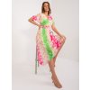 Zeleno-ružové vzdušné midi šaty s pásikom