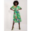 Zelené vzorované midi šaty s opaskom