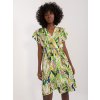 Svetlozelené vzorované mini šaty s pásikom