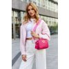 Rovicky Tmavo ružová crossbody kabelka s dierovaným vzorom