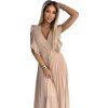 Elegantné tmavobéžové šaty BRENDA s plisovanou sukňou