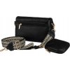 Rovicky Čierna crossbody kabelka s peňaženkou a vzorovaným popruhom