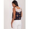 Tmavomodrý top so vzormi a čipkou