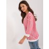 Červeno-biele pruhované tričko s výstrihom a 3/4 rukávom