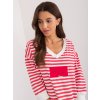 Červeno-biele pruhované tričko s výstrihom a 3/4 rukávom