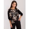 Čierne vzorované tričko s 3/4 rukávom