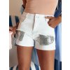 Biele džínsové kraťase s flitrami SHINEWEAR