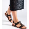 Dámske čierne ploché sandále (Veľkosť 36)