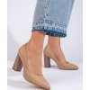 Svetlobéžové dámske lodičky na ozdobnom podpätku