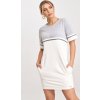 Smotanovo-sivé šaty s krátkym rukávom