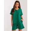 Tmavozelená letná súprava s blúzkou a šortkami