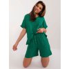 Tmavozelená letná súprava s blúzkou a šortkami
