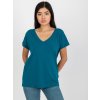 Tmavomodré dámske tričko s krátkymi rukávmi (Veľkosť M)