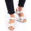 Biele pohodlné sandále na kline so suchým zipsom