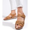 Ľahké dámske sandále na kline - karamelové