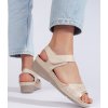 Béžové dámske sandále so suchým zipsom