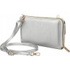 4U Cavaldi Strieborná prešívaná peňaženka s popruhom M756
