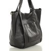Čierna priestranná kožená shopper kabelka
