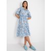 Svetlomodré kvetované midi šaty s golierom