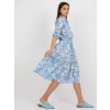 Svetlomodré kvetované midi šaty s golierom