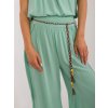 Pistáciové voľné nohavice s rozparkami