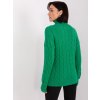 Zelený vrkôčikový sveter s rolákom