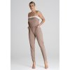 Béžový elegantný overal bez ramienok