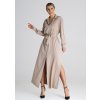 Béžové košeľové maxi šaty