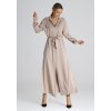 Béžové košeľové maxi šaty