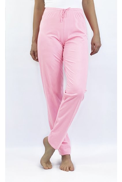 Dámské prodloužené pyžamové kalhoty světle růžové