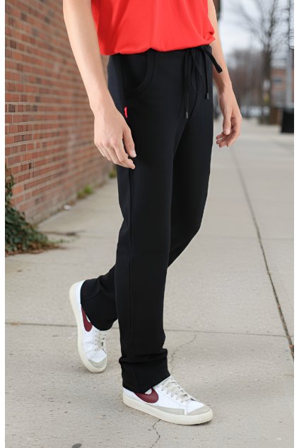 Pánské prodloužené tepláky černé rovné