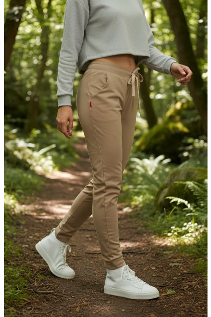 Dámské prodloužené tepláky béžové 1