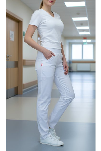 Dámské prodloužené bílé kalhoty 2