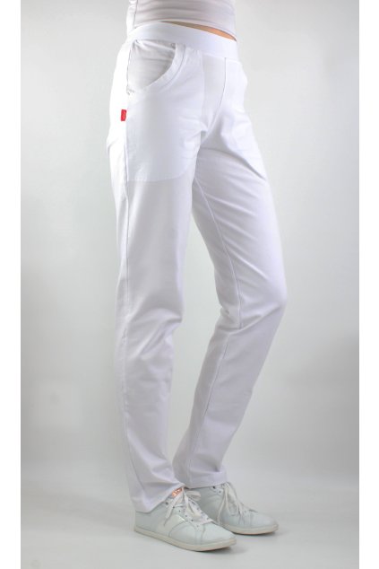 Dámské prodloužené bílé kalhoty z vysokogramážní bavlny 1