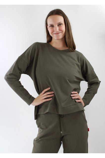 Dámská prodloužená khaki mikina 1