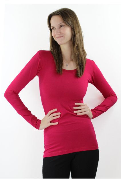 Dámské prodloužené triko LEO malinové 1
