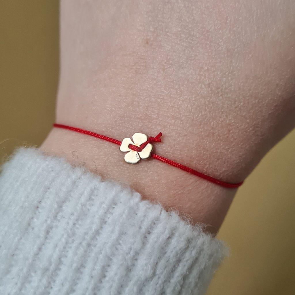 Čtyřlístek s uzlíkem štěstí, náramek- poslední příležitost, stříbro