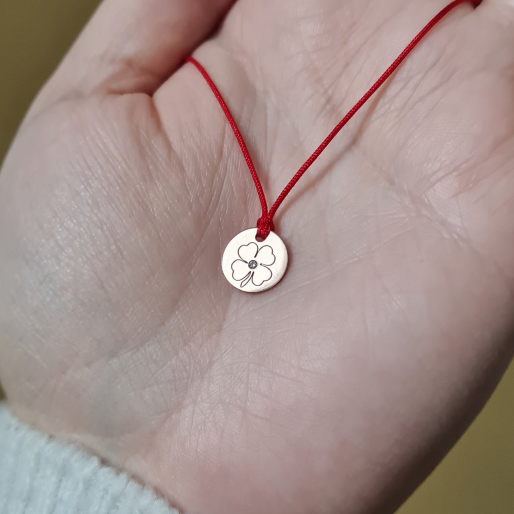 Čtyřlístek s diamantem, náramek- poslední příležitost, růžové zlato