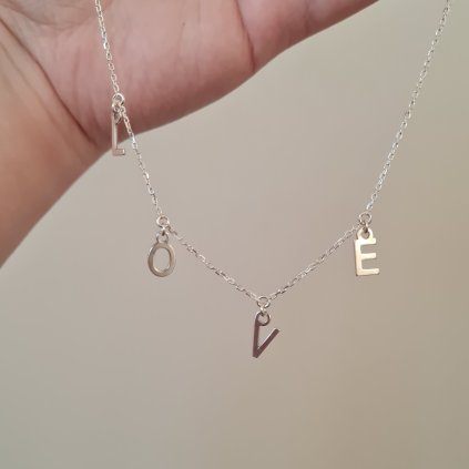 Řetízek s písmeny - LOVE, stříbro