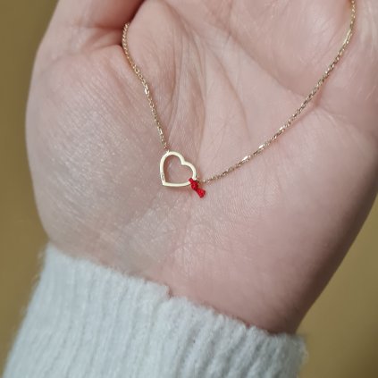 Řetízek se srdíčkem, uzlík štěstí- poslední příležitost, žluté zlato