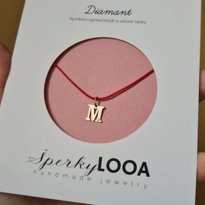 Písmeno M s diamantem, přívěsek - poslední příležitost, žluté zlato