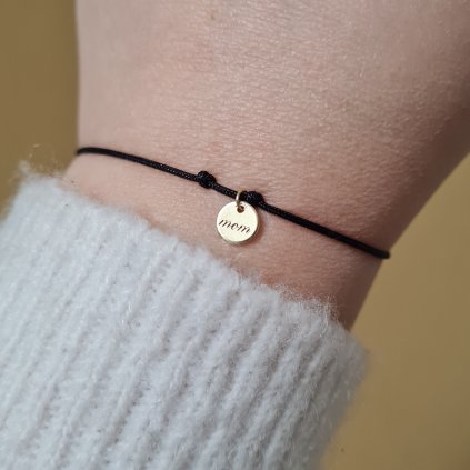 Náramek s medailonem MOM- poslední příležitost, žluté zlato